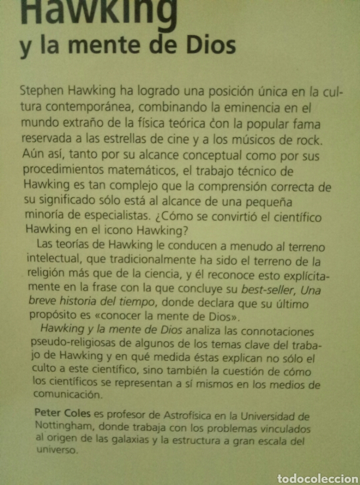 Libros de segunda mano: Hawking y La Mente de Dios. Peter Coles - Foto 2