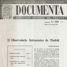 Libros de segunda mano: DOCUMENTA, CUADERNO Nº 399 : EL OBSERVATORIO ASTRONÓMICO DE MADRID / DIRECCIÓN GENERAL DE PRENSA. Lote 267414429