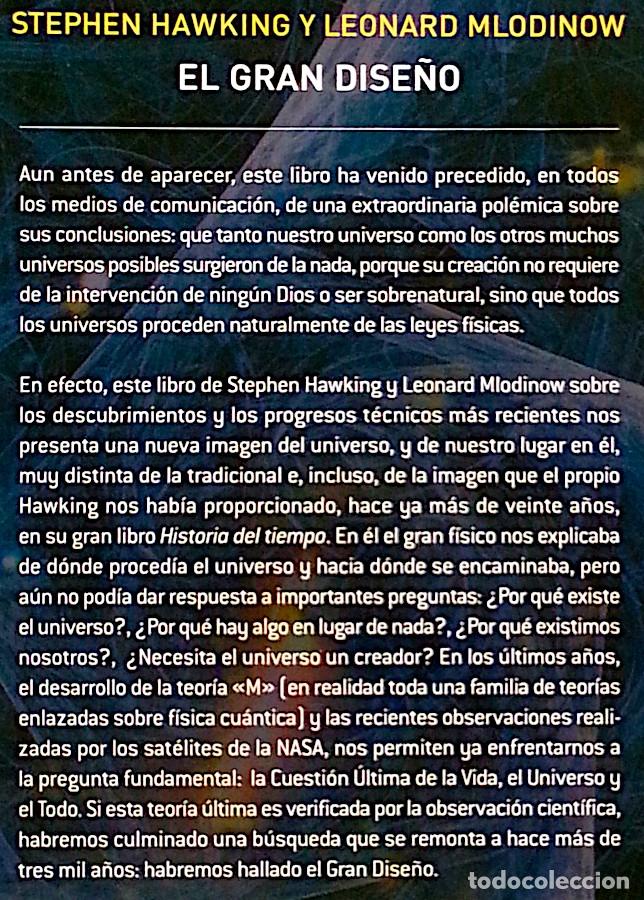Libros de segunda mano: El gran dise&ntilde;o - Stephen Hawking - Foto 3