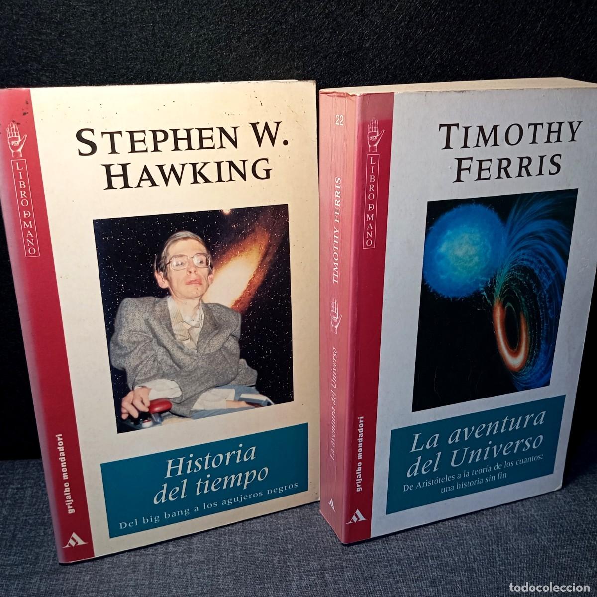 Libros de segunda mano: ⚜️ L02. Lote 2 Libros Astronom&iacute;a Cosmos Hawking Historia tiempo Ferris Aventura Universo. 780 g