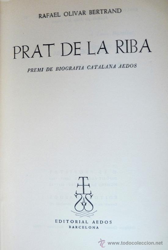Libros de segunda mano: Prat de la Riba. Rafael Olivar Bertrand - Foto 1