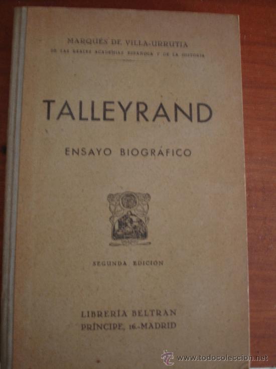 Libros de segunda mano: HECTOR DEL VALLE, TALLEYRAND, MADRID, - Foto 1