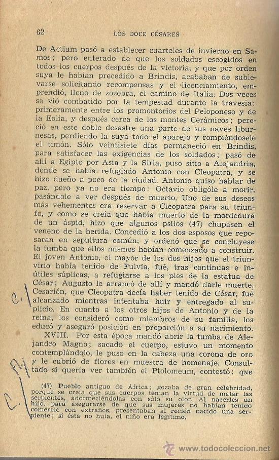Libros de segunda mano: Los Doce C&eacute;sares / Cayo Suetonio Tranquilo - Foto 3