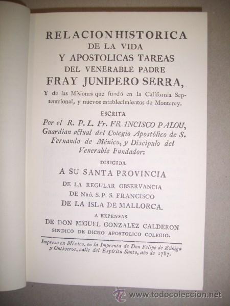Libros de segunda mano: PALOU, Francisco. La vida de Jun&iacute;pero Serra - Foto 2