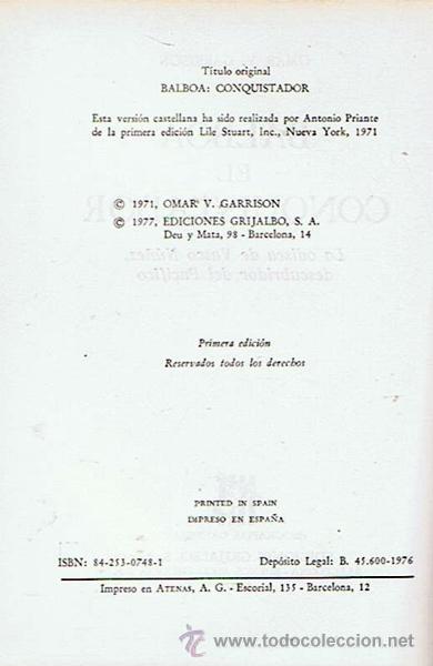 Libros de segunda mano: BALBOA CONQUISTADOR OMAR V. GARRISON - Foto 3