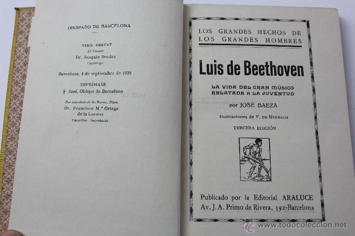 Libros de segunda mano: L- 207. LUIS DE BEETHOVEN. JOSE BAEZA. - Foto 2