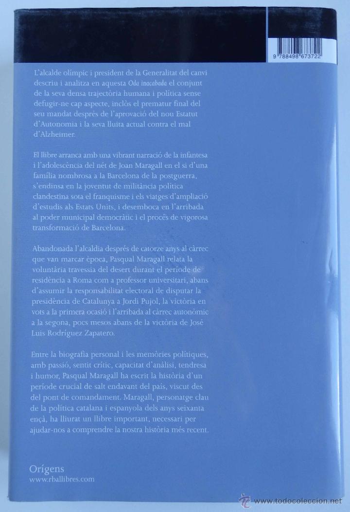 Libros de segunda mano: Oda inacabada &ndash; Mem&ograve;ries - -Pasqual MARAGALL - Foto 2