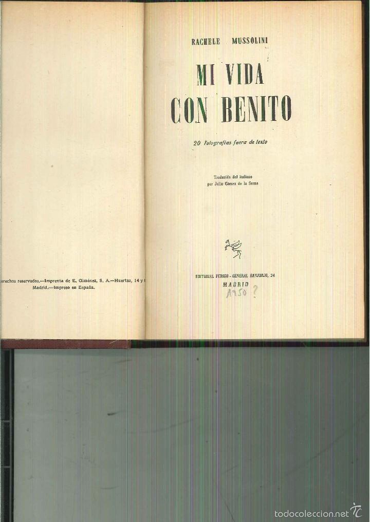 Libros de segunda mano: MI VIDA CON BENITO. Rachele Mussolini - Foto 1