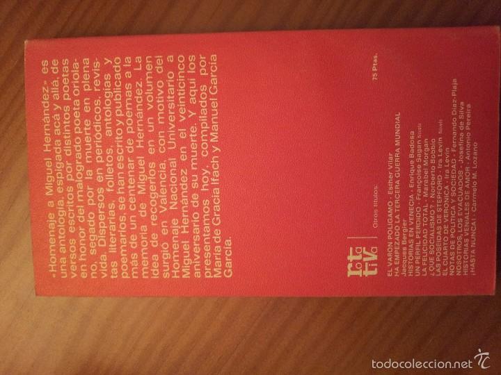 Libros de segunda mano: HOMENAJE A MIGUEL HERNANDEZ --- V.V.A.A. - Foto 2