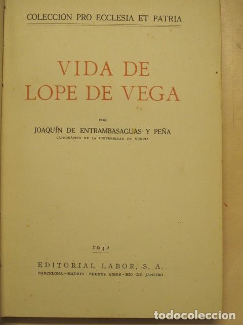 Libros de segunda mano: Vida de Lope de Vega. J. Entrambasaguas - Foto 2