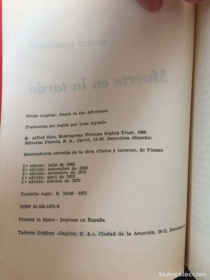 Libros de segunda mano: Libro Muerte en la tarde. Ernest Hemingway - Foto 5
