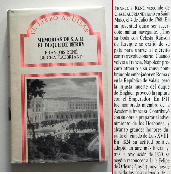 Libros de segunda mano: FRAN&Ccedil;OIS REN&Eacute; DE C MEMORIAS D S.A.R. EL DUQUE DE BERRY - LIBRO BIOGRAF&Iacute;A ENEMIGO D NAPOLE&Oacute;N HISTORIA