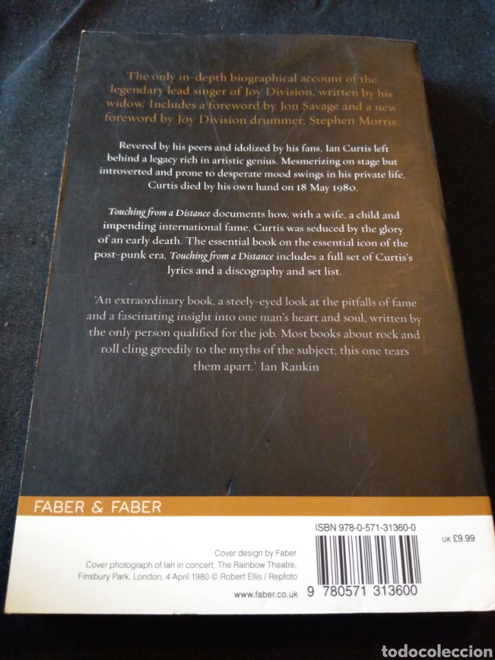 Libros de segunda mano: Touching from a distante, Ian Curtis and Joy Division (en ingl&eacute;s). Deborah Curtis - Foto 2