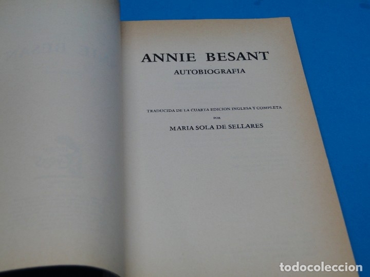 Libros de segunda mano: AUTOBIOGRAFIA .-  Annie Besant - Foto 2