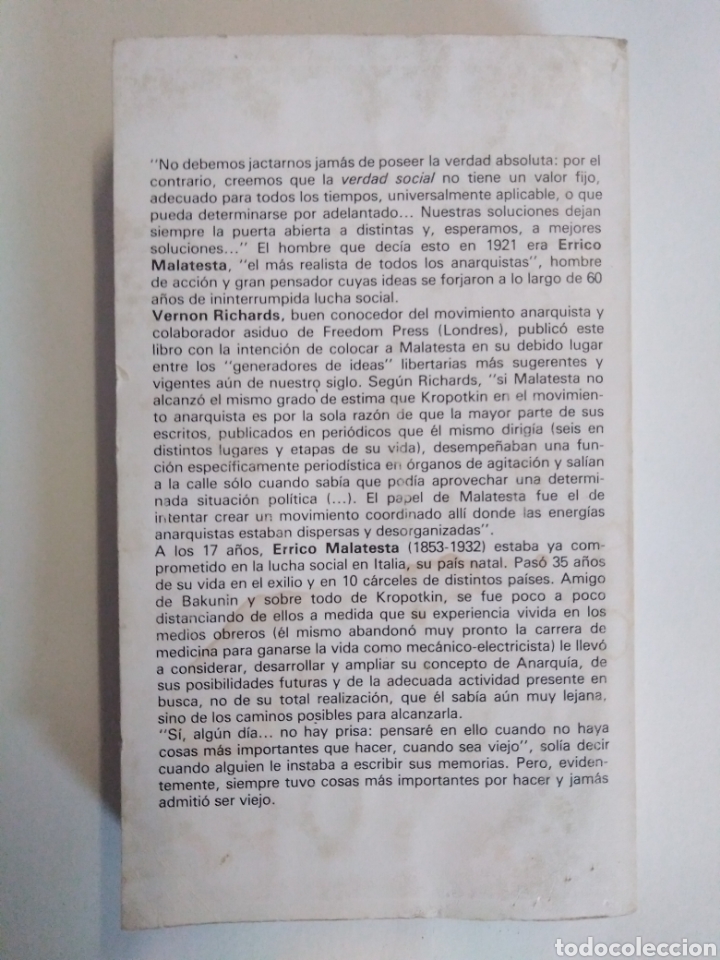 Libros de segunda mano: MALATESTA, VIDA E IDEAS / Vernon Richards - Foto 2