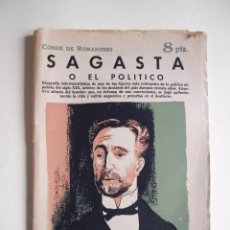 Libros de segunda mano: SAGASTA - CONDE DE ROMANONES - REVISTA LITERARIA NOVELAS Y CUENTOS - Nº 1595 - 1961 - ED. DÉDALO. Lote 200284968