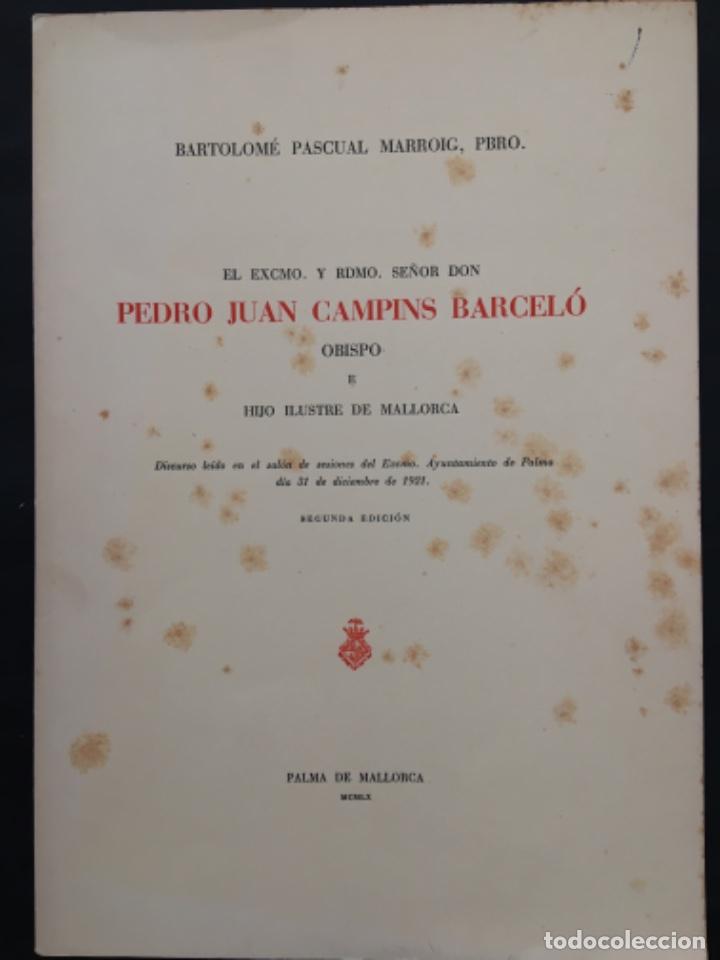 Livres d'occasion: PEDRO JUAN CAMPINS BARCELO, OBISPO PALMA MALLORCA, BARTOLOME PASCUAL MARROIG