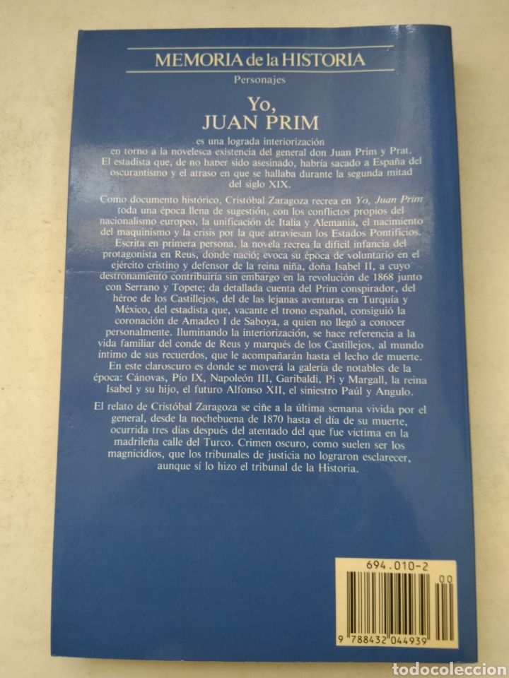 Libros de segunda mano: YO, JUAN PRIM/CRISTOBAL ZARAGOZA - Foto 2
