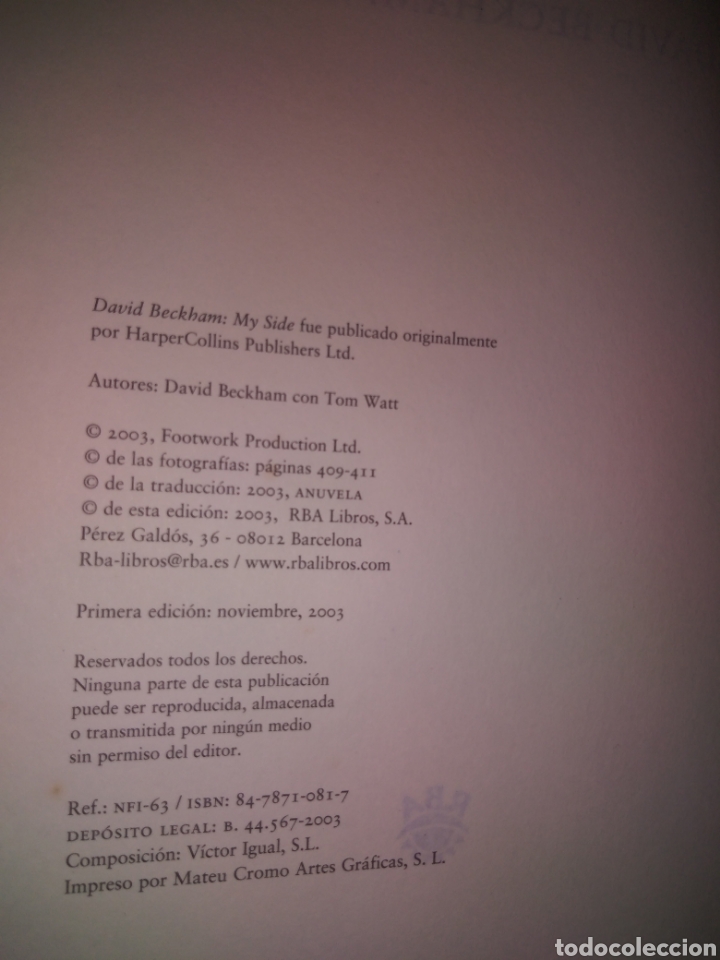 Libros de segunda mano: David Beckham mi vida Tom watt Orbis - Foto 5