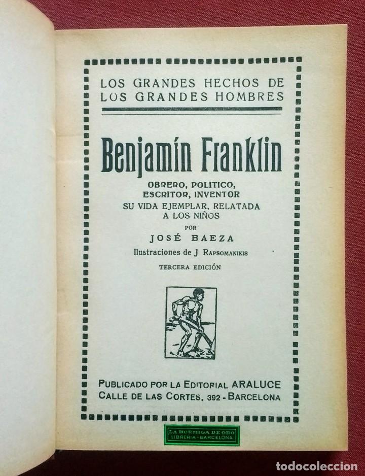Libros de segunda mano: BENJAMIN FRANKLIN - JOSE BAEZA - ARALUCE - 1937 - Foto 2