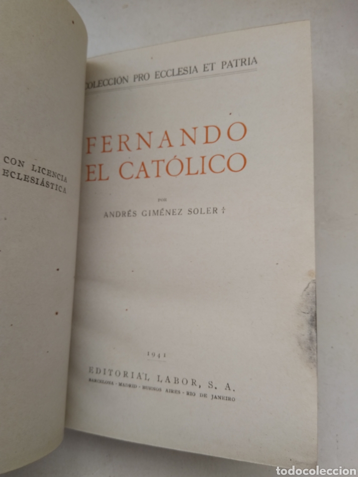 Libros de segunda mano: FERNANDO EL CAT&Oacute;LICO/ANDR&Eacute;S JIM&Eacute;NEZ SOLER - Foto 2