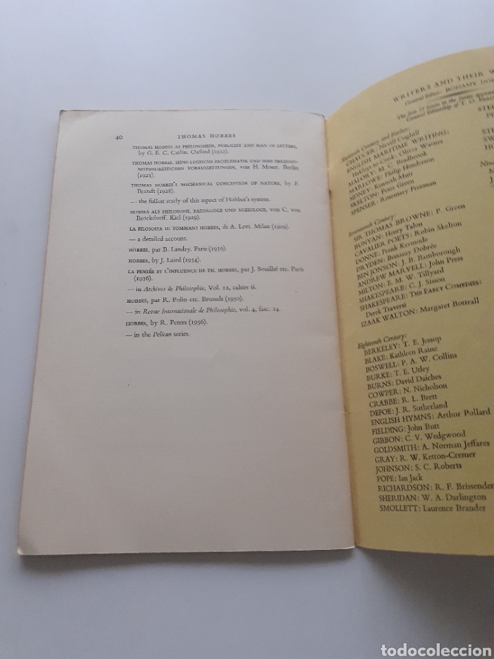 Libros de segunda mano: Thomas Hobbes, T. E. Jessops, ingl&eacute;s 1960 - Foto 4