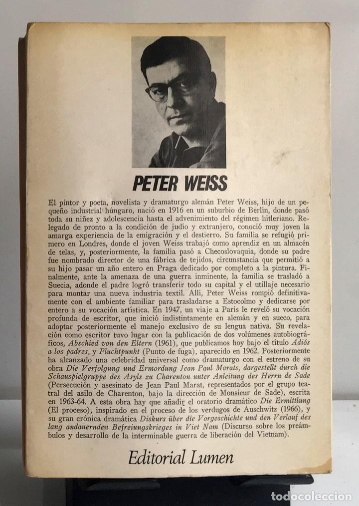 Libros de segunda mano: ADI&Oacute;S A LOS PADRES. Peter Weiss - Foto 2