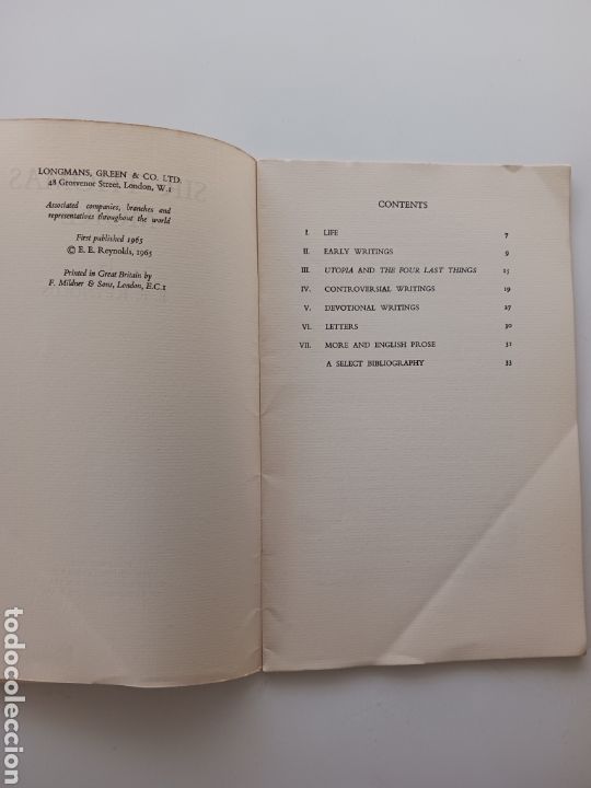 Libros de segunda mano: Sir Thomas Moore, E. E. Reynolds, 1965 ingl&eacute;s - Foto 4