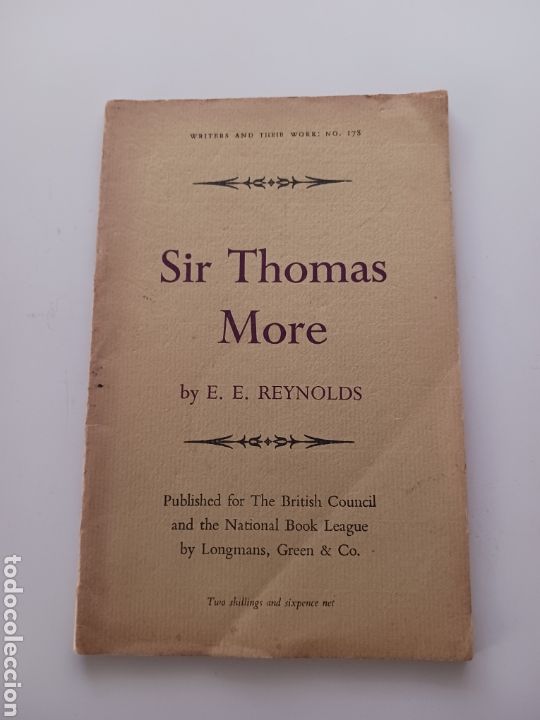 Libros de segunda mano: Sir Thomas Moore, E. E. Reynolds, 1965 ingl&eacute;s - Foto 1
