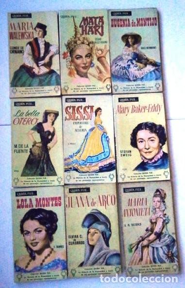 Libros de segunda mano: Lote Biograf&iacute;as de Mujeres C&eacute;lebres 9T / Colecci&oacute;n Qui&eacute;n fue / Ediciones GP Plaza en Barcelona 1958