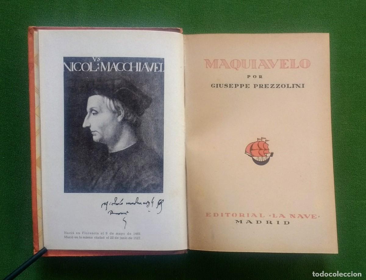 Libros de segunda mano: MAQUIAVELO - GIUSEPPE PREZZOLINI - 1941 - Foto 1