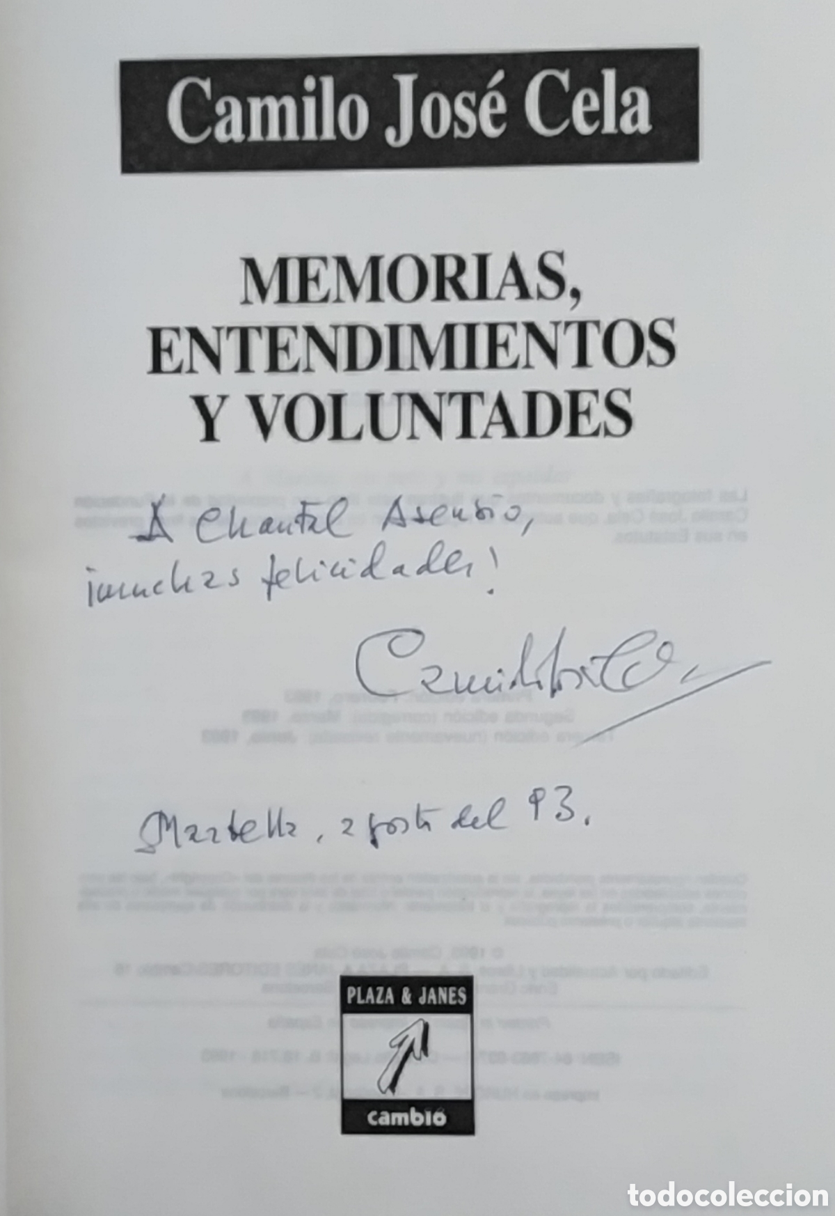 Libros de segunda mano: DEDICATORIA AUT&Oacute;GRAFA CAMILO JOS&Eacute; CELA - LIBRO COLECCI&Oacute;N - Foto 2