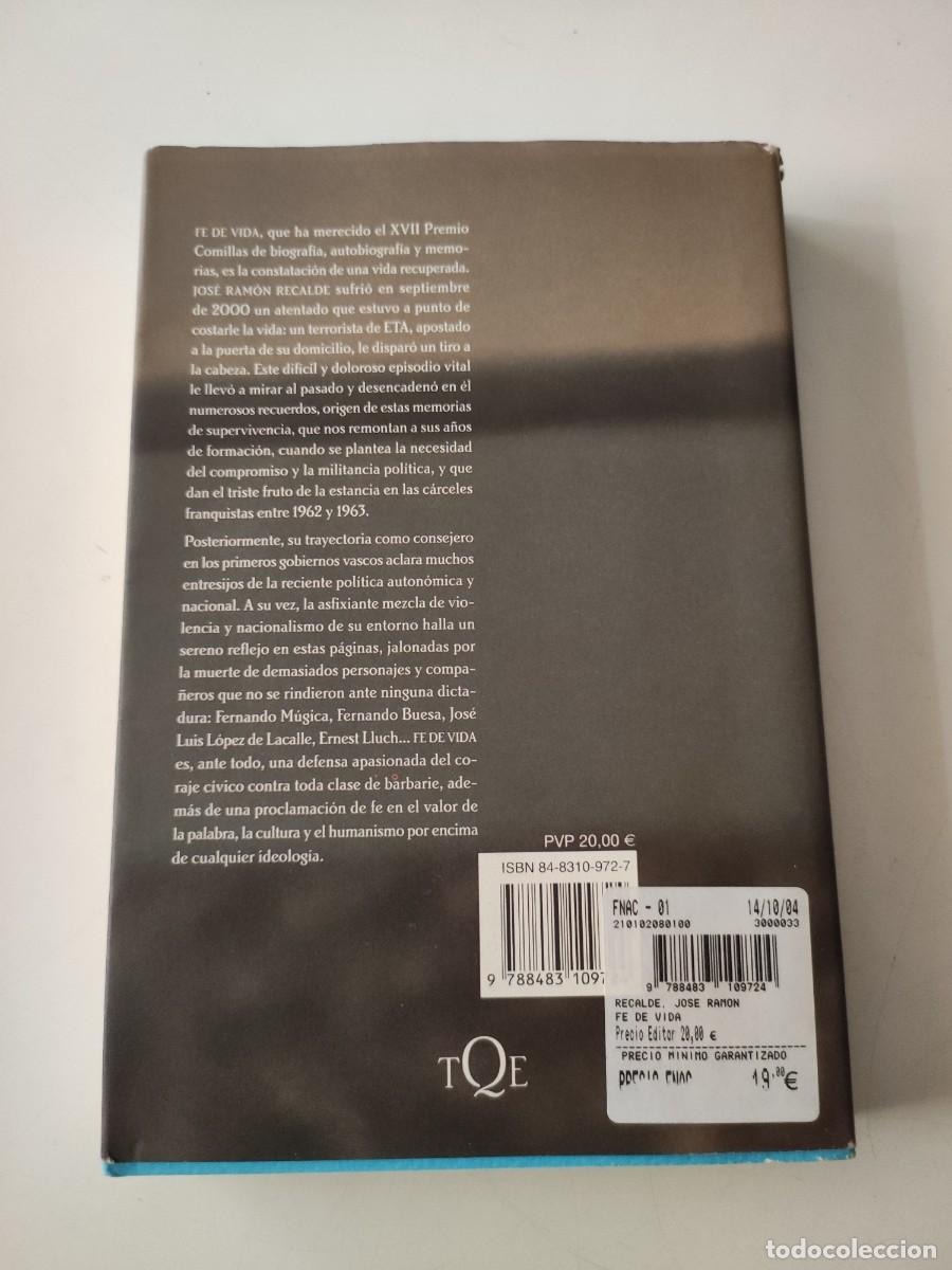 Libros de segunda mano: De de vida. Jos&eacute; Ram&oacute;n Recalde. - Foto 2