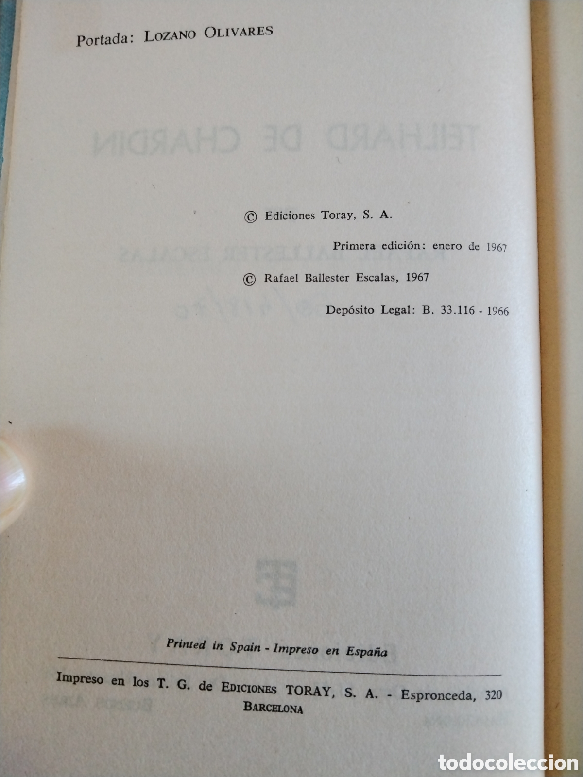 Libros de segunda mano: Teilhard de Chardin. Rafael Ballester Escalas - Foto 2