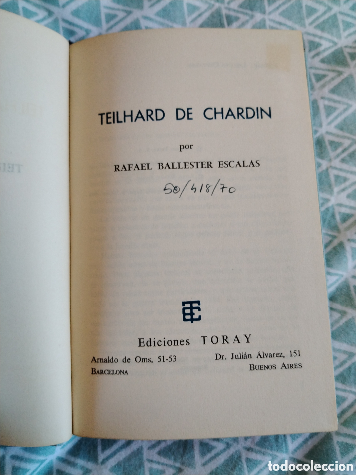 Libros de segunda mano: Teilhard de Chardin. Rafael Ballester Escalas - Foto 1