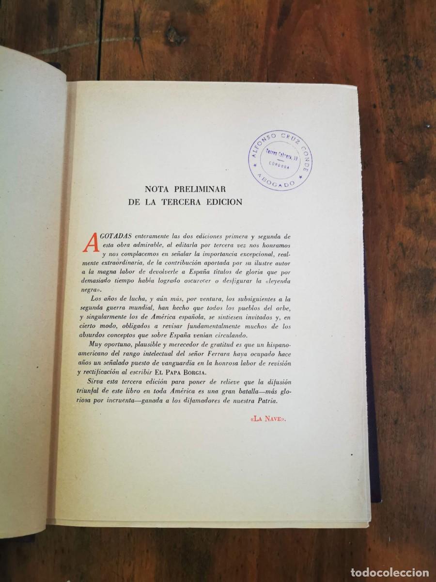 Libros de segunda mano: FERRARA, Orestes. El Papa Borgia - Foto 5