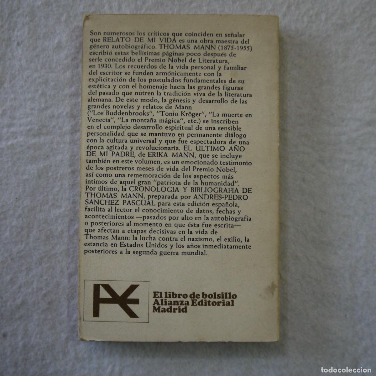 Libros de segunda mano: RELATO DE MI VIDA - THOMAS MANN - ALIANZA - 1969 - Foto 2