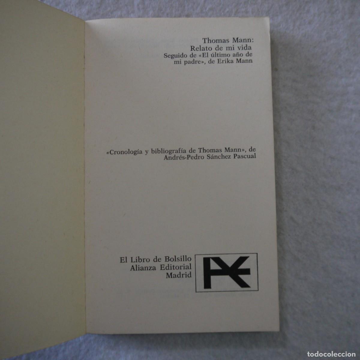 Libros de segunda mano: RELATO DE MI VIDA - THOMAS MANN - ALIANZA - 1969 - Foto 5