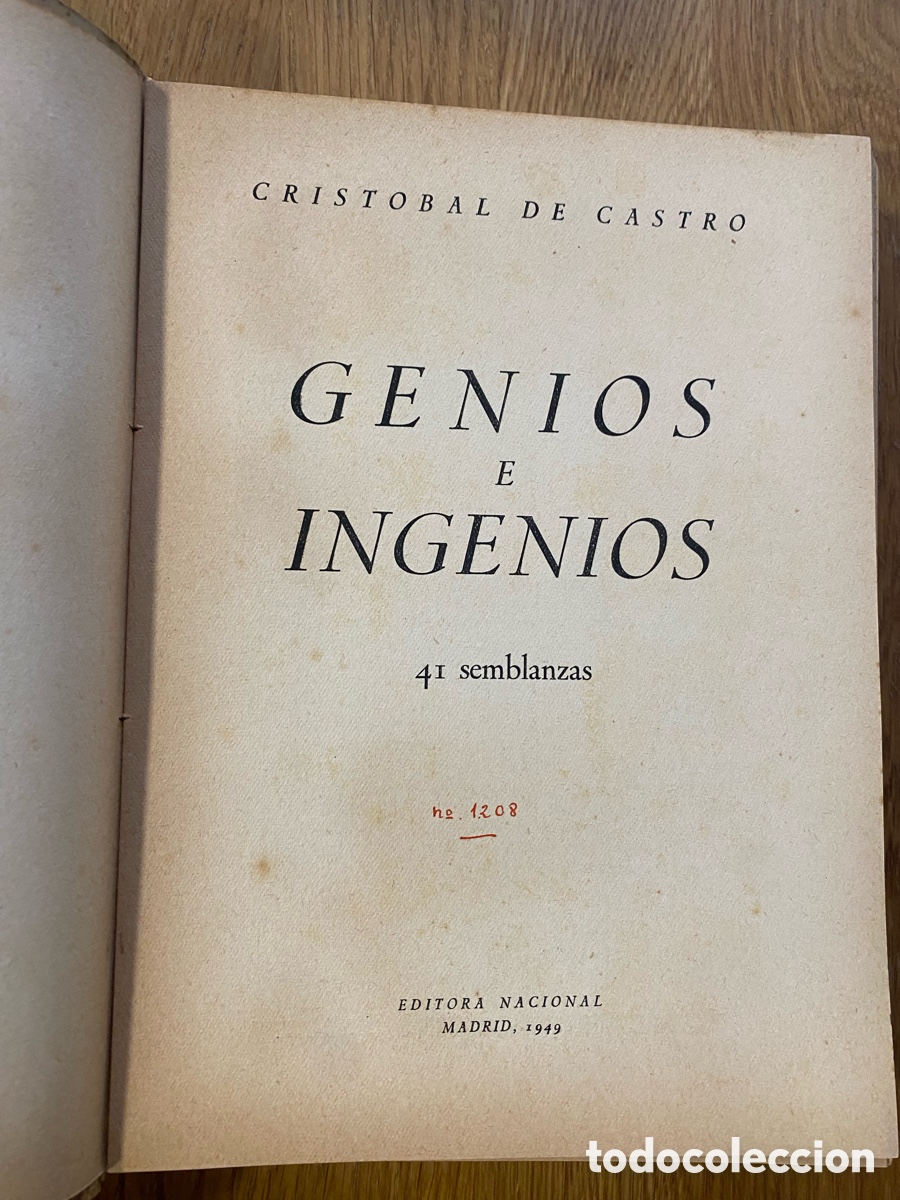 Libros de segunda mano: CASTRO, Crist&oacute;bal de - Genios e ingenios : 41 semblanzas - Foto 2