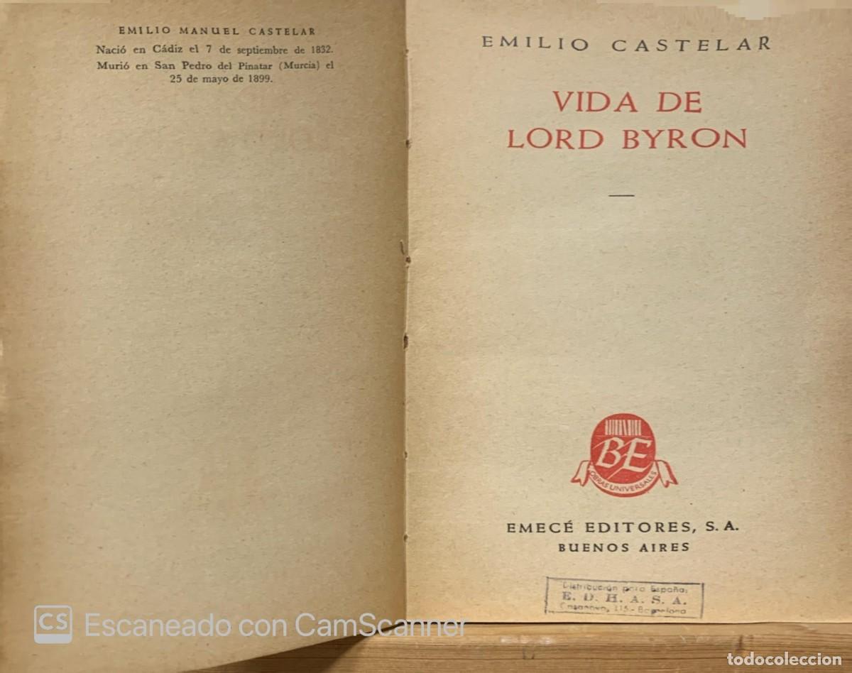Libros de segunda mano: VIDA DE LORD BYRON Emilio Castelar - Foto 1