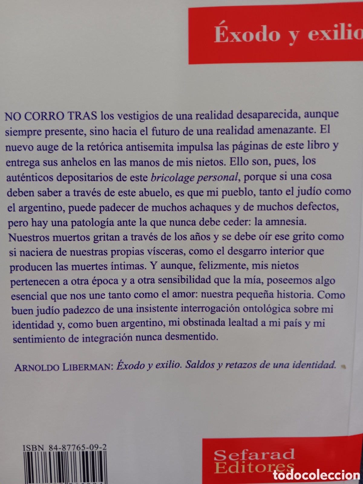 Libros de segunda mano: Arnoldo Liberman. &Eacute;xodo y exilio - Foto 2