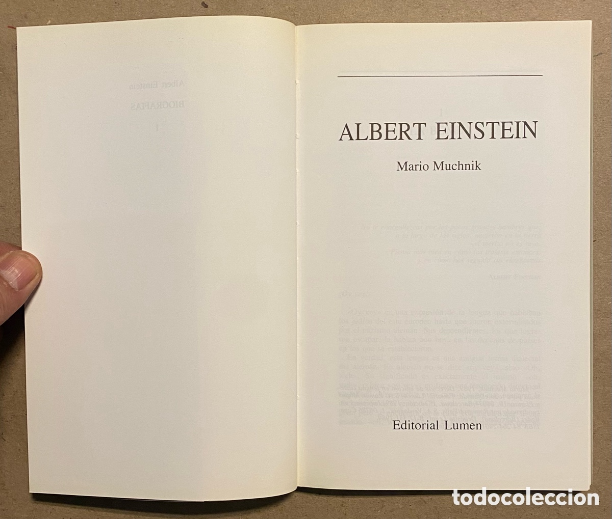Libros de segunda mano: ALBERT EINSTEIN. MARIO MUCHNIK. EDITORIAL LUMEN 1989. - Foto 2