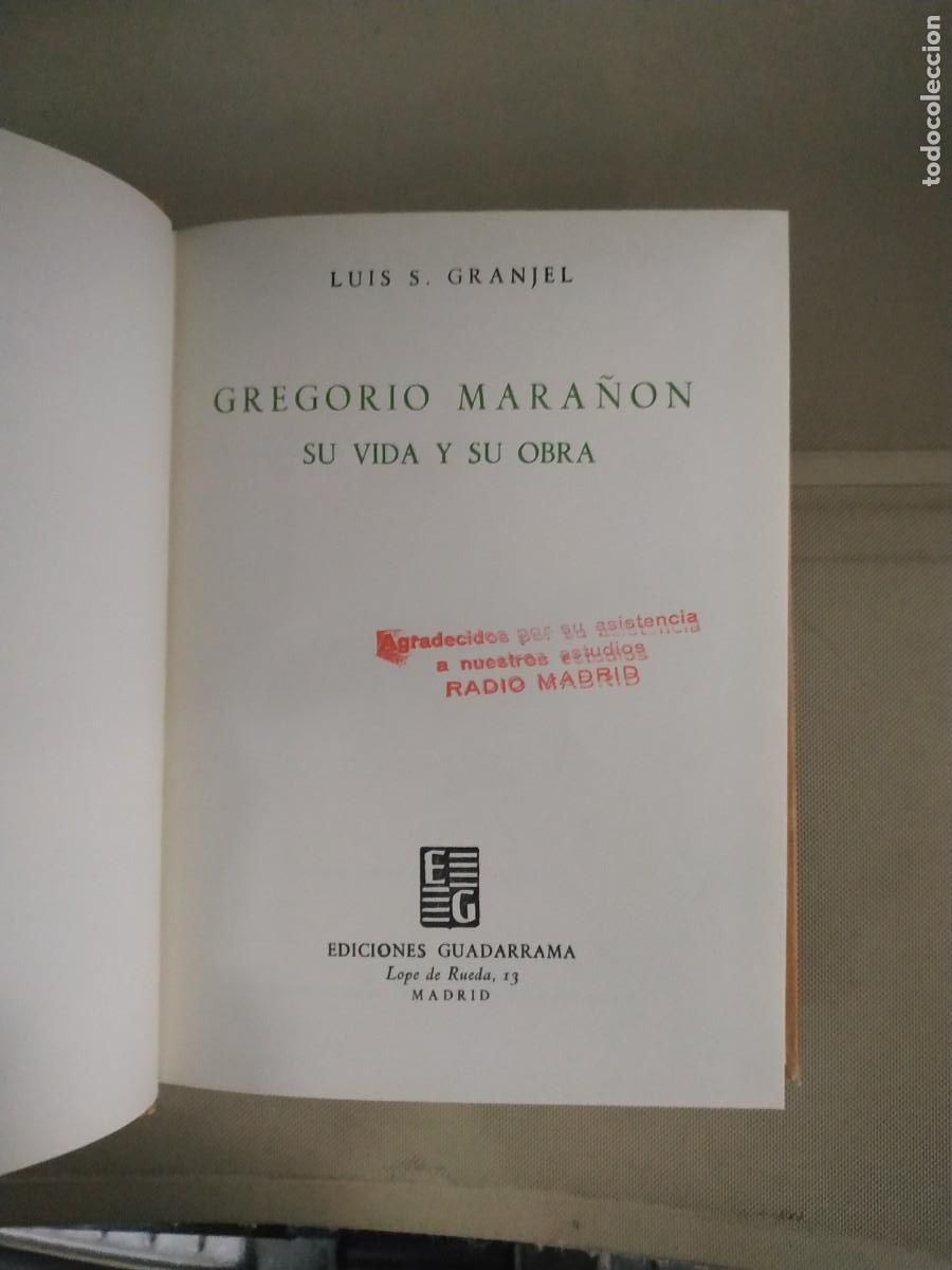 Libros de segunda mano: Gregorio Mara&ntilde;&oacute;n - Luis S. Granjel - Foto 5