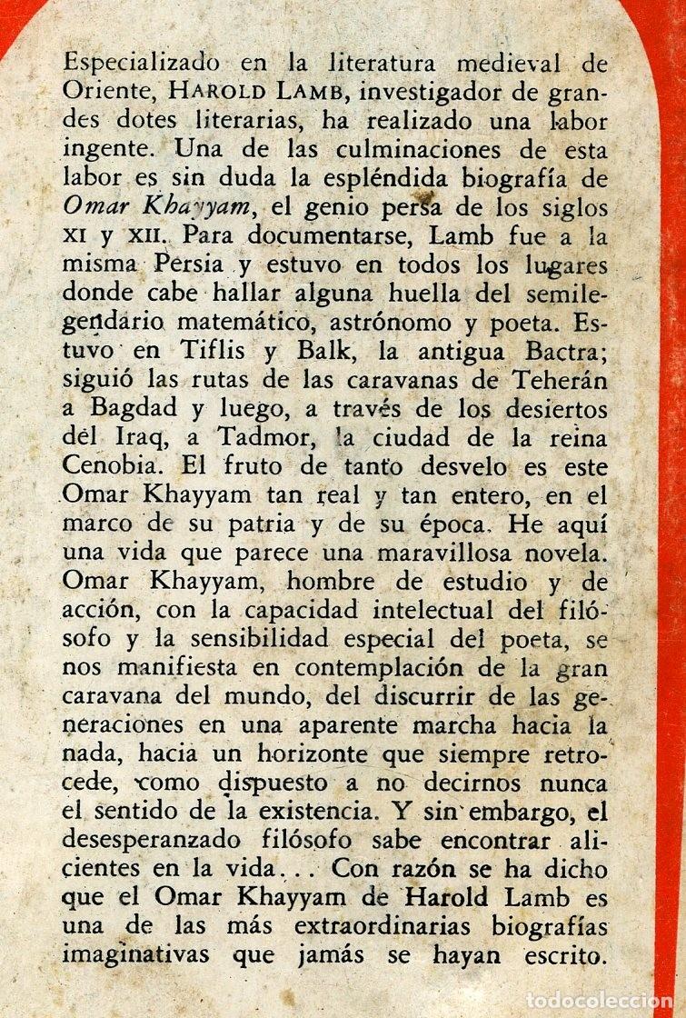 Libros de segunda mano: OMAR KHAYYAM, DE HAROLD LAMB. - Foto 2