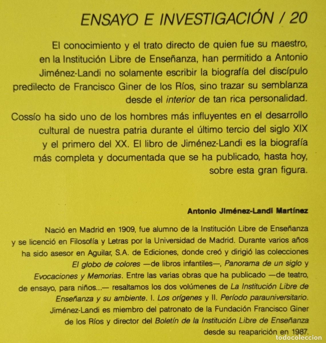 Libros de segunda mano: MANUEL BARTOLOME COSSIO UNA VIDA EJEMPLAR - Foto 2
