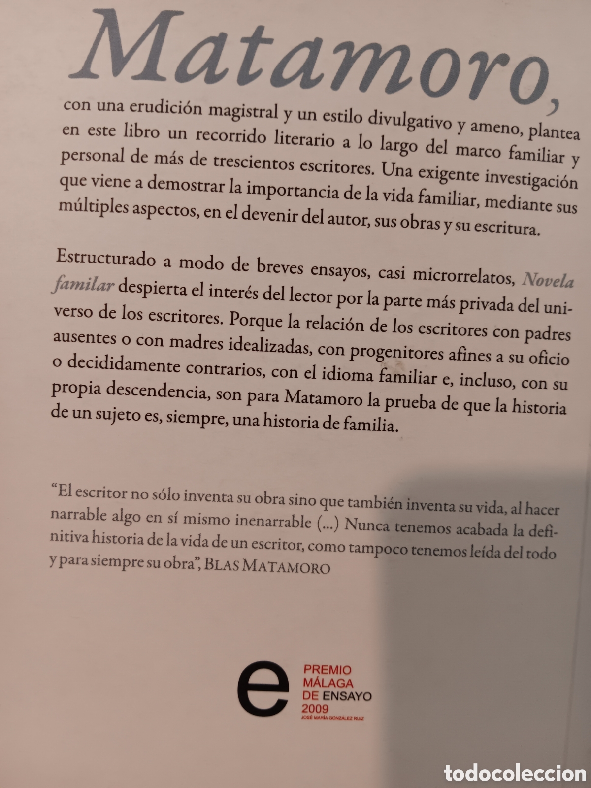 Libros de segunda mano: Blas Matamoro. Novela familiar - Foto 2