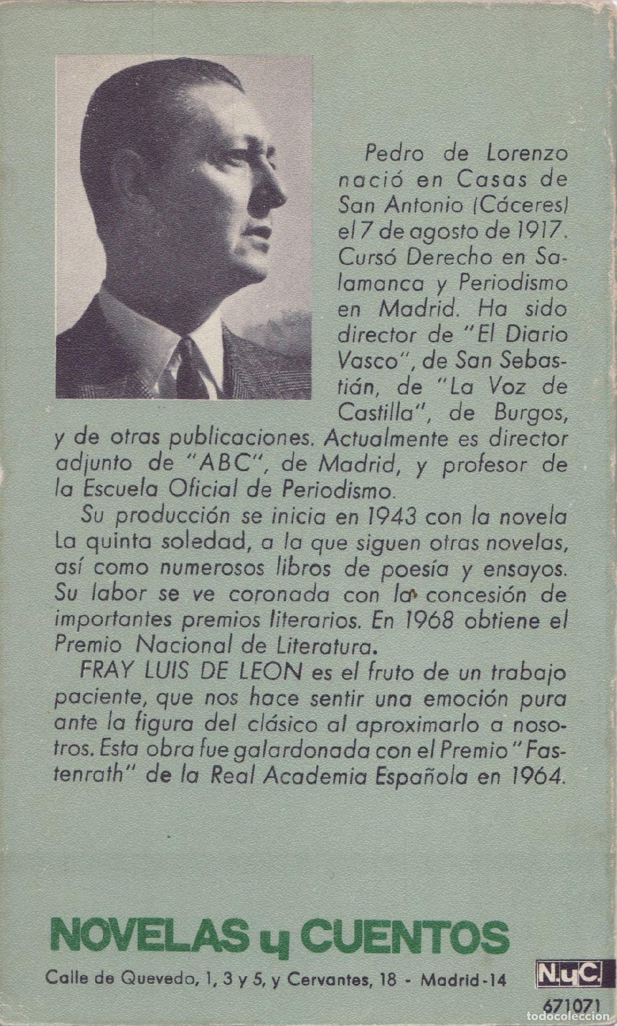 Libros de segunda mano: Fray Luis de Leon - de Lorenzo, Pedro - Foto 3