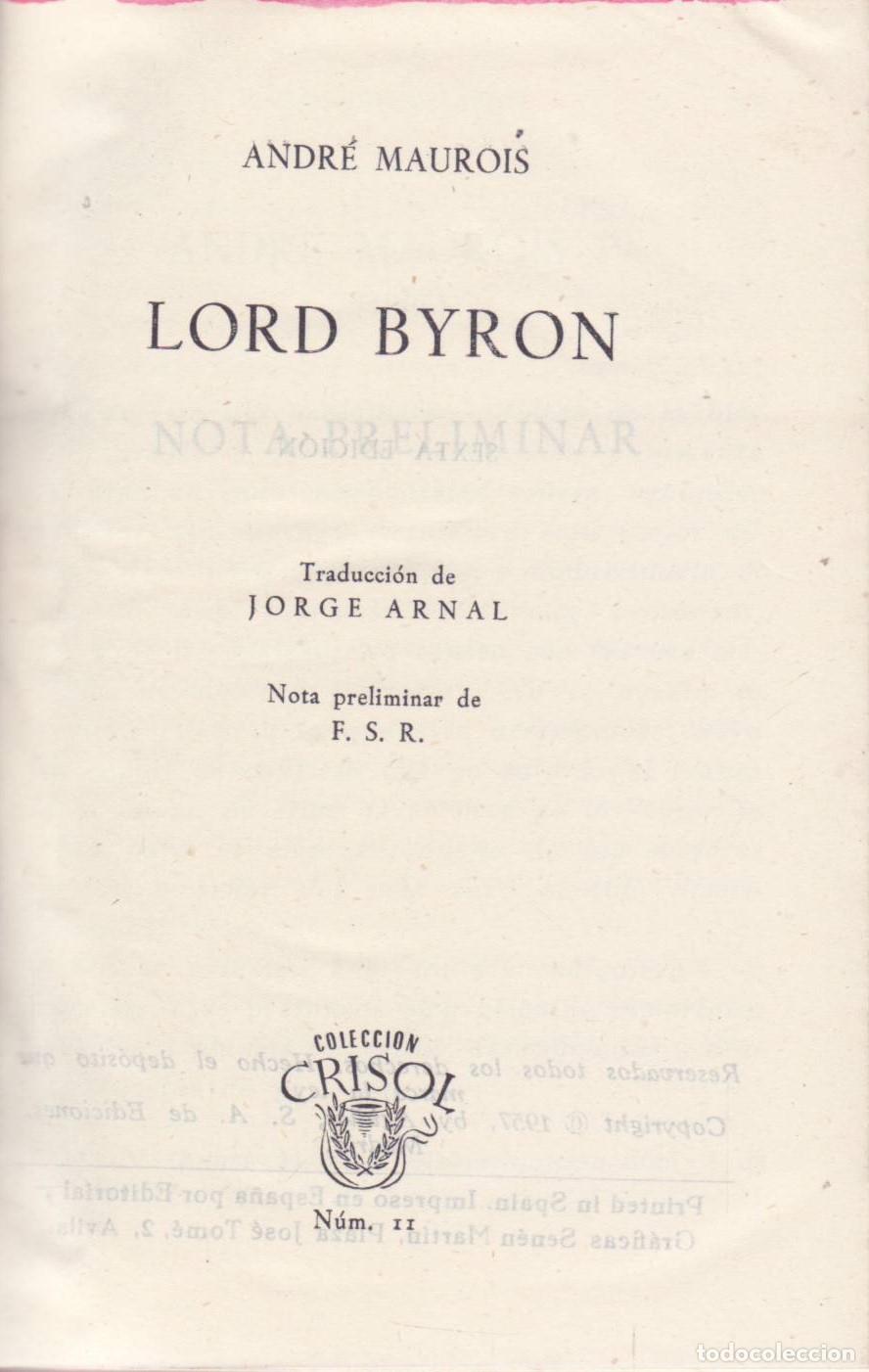 Libros de segunda mano: Lord Byron - Maurois, Andre - Foto 1