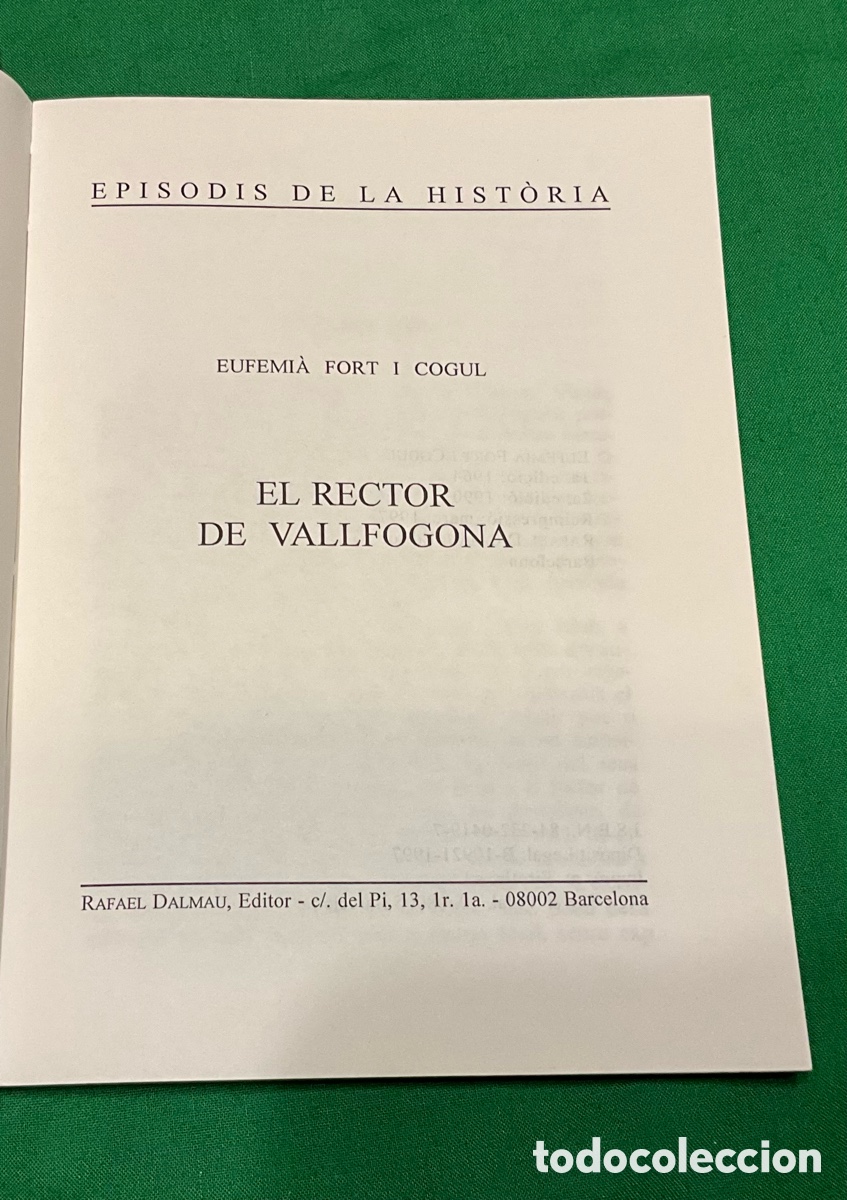 Libros de segunda mano: EL RECTOR DE VALLFOGONA. 2&ordf; Edici&oacute;n 1990 - Foto 3