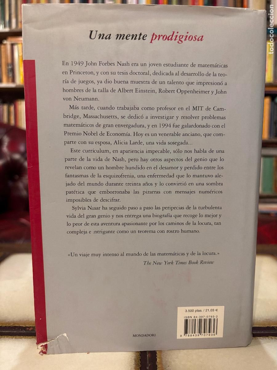Libros de segunda mano: Una mente prodigiosa. Sylvia Nasar. - Foto 2